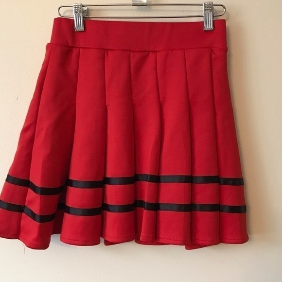 SPENCER’S sassy pleated mini skirt.  Red.  Size small. - Picture 2 of 7